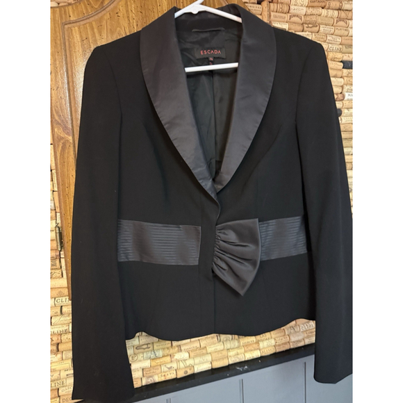 Escada Women’s Wool Blend Formal Blazer With Silk Trim Black Size 40 (US 6) - Picture 4 of 8